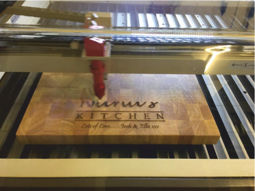 image of laser engraving wooden chopping board